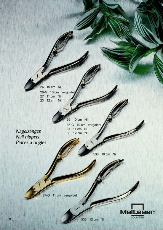 Katalogseite 8 mit Nagelzangen / Nail nippers 