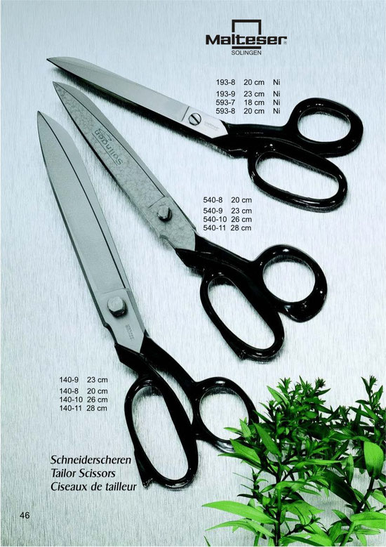 Malteser Katalogseite 46 mit Schneiderscheren / Tailor Scissors / Ciseaux de tailleur