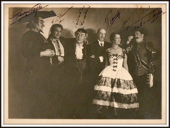 Barbiere di Siviglia Buenos Aires Teatro Colón 1934 - da sinistra: Giacomo Vaghi, Victor Damiani, Salvatore Baccaloni, Héctor Panizza, Lily Pons, Tito Schipa