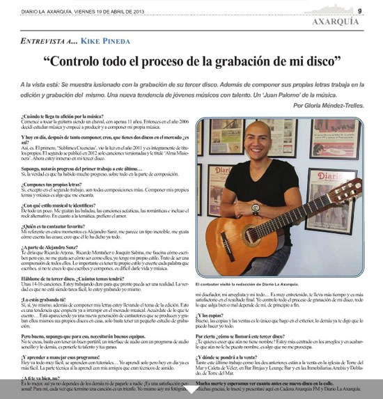 kike Pineda entrevista Diario Axarquía