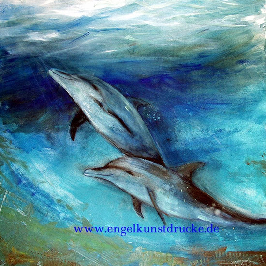 Wandbild Krafttier Delphine Element Wasser Kunstdruck Leinwandbild Poster