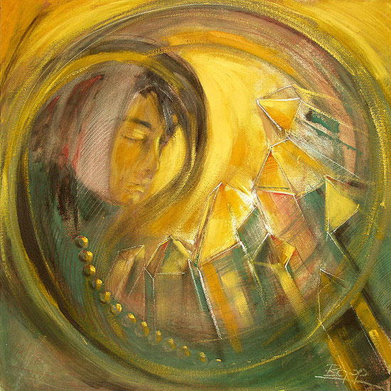 Wandbilder gemalt - Im Schoss der Erde - Engelbilder Kunst-Atelier-Jopie  Bopp Leinwandbilder