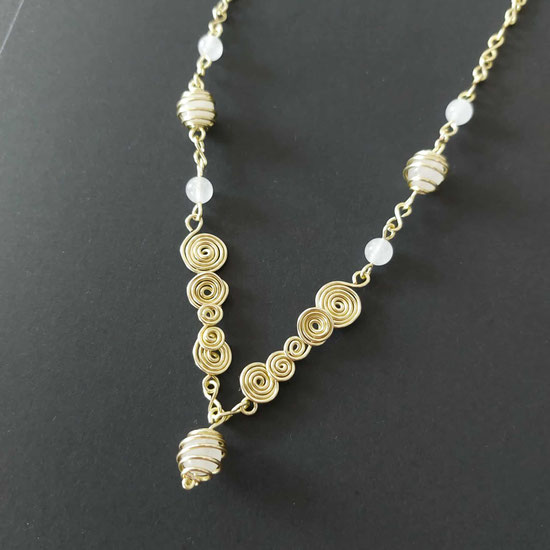 Collier pierres de lune doré  mariage fait main l' Arche de Jessica