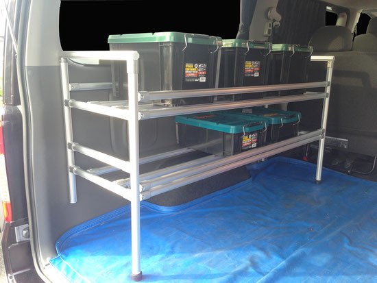 NV350キャラバン用 アルミフレーム製棚・システムキャリア