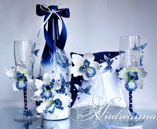 Шампанское «Темно синяя орхидея Butterflies»,стоимость 650грн