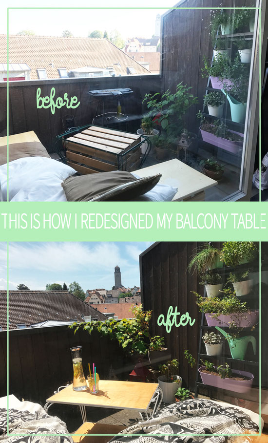 image: nina luca, diy balcon, diy balcony table, diy balkon tisch, how to make a table, balcony decor, balcony diy, balcony ideas small, balcony furniture, balcony before and after