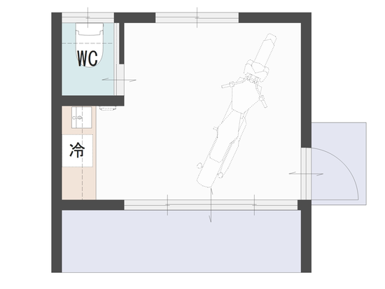 バイクガレージタイプの小屋の平面図