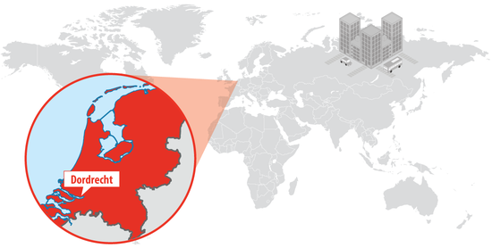 オランダ、南ホラント州ドルトレヒトの地図