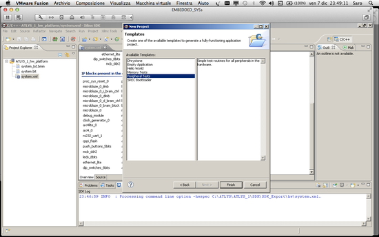 Choose Peripheral Test Bench File (for i.e.) or write something like hello world...(i think the first is better to learn...)