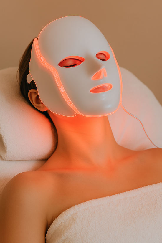 LED-Gesichtsmaske Behandlung bei nullhaare & nullfalten in Hürth – effektive Lichttherapie gegen Falten, Akne, Pigmentflecken und müde Haut für Kund:innen aus Hürth, Erftstadt, Brühl, Frechen und Köln-Sülz.
