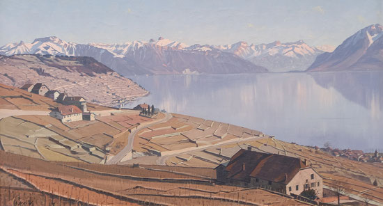 Albert Duplain#Léman#Bocion#tableau du lac#Duplain#galerie#tableaux#huile sur toile#Rivaz#tableau vaudois#peinture vaudoise#plateforme 10#musée#Lausanne#