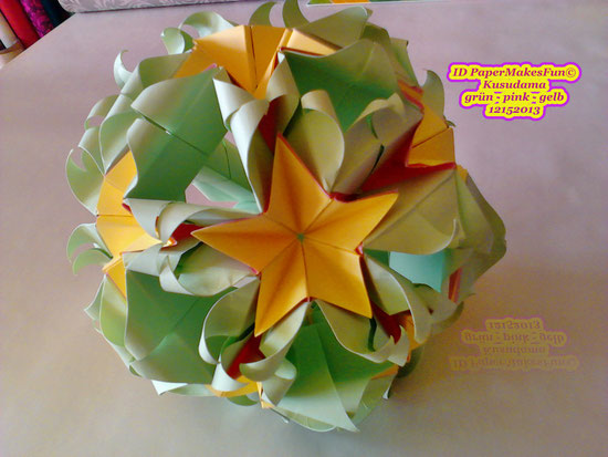 Kusudama grün - pink - gelb