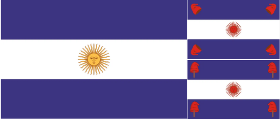 banderas de la campaña al desierto, de Buenos Aires y de la Confederación Argentinaa.