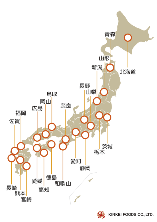 国産果物：産地別の地図