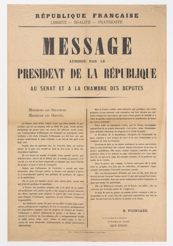 Message de R. Poincaré, président de la République - Site de Saint Amand Magnazeix Autrefois