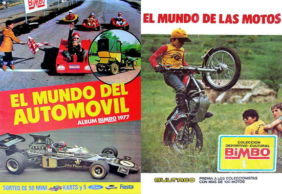 Impresionante contraportada y portada, álbum "El mundo de las motos" de Bimbo