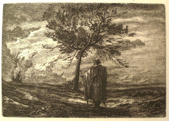 Paul Borel, Le pèlerin près de l'arbre, 19,8 x 28,4