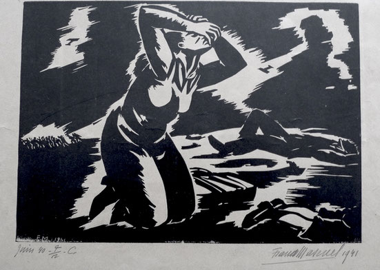 Frans Masereel, L'exode, Juin 40, 2 x 28,5