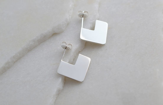 boucles d'oreilles carrées en argent réticulé