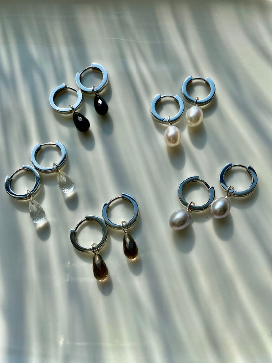 créoles en argent et pierre fine / earrings sterling silver and gemstone