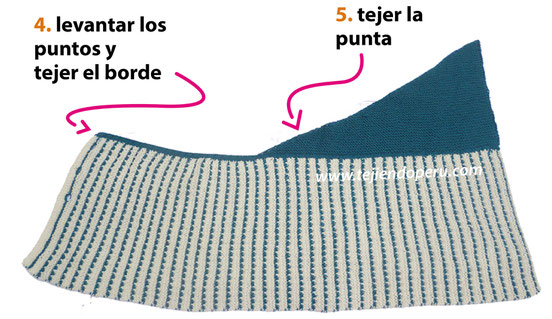 Tutorial: capa con punta doblada tejida en dos agujas o palitos