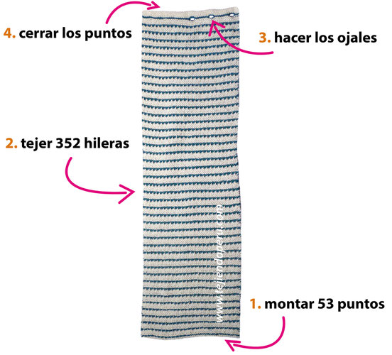 Tutorial: capa con punta doblada tejida en dos agujas o palitos