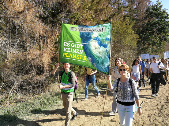 Der Weg zum Hambacher Forst - kilometerlange Fußmärsche sind teilweise nötig. Nicht alle , die sich auf den Weg gemacht haben, schaffen es überhaupt bis da hin.