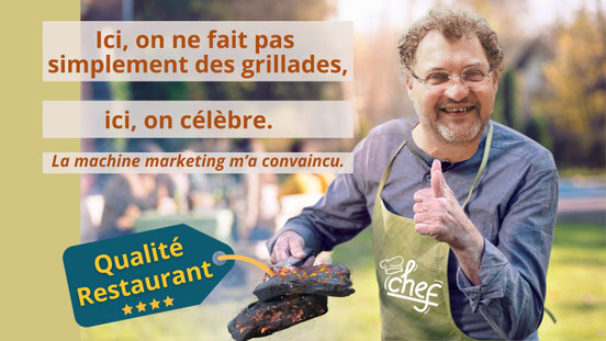 La grande illusion du charbon de bois Partout, rien que la « Qualité restaurant ».