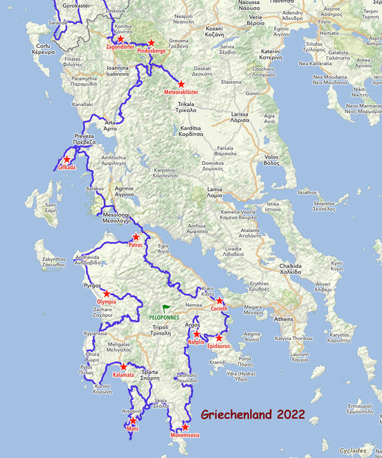 Unsere Route in Griechenland