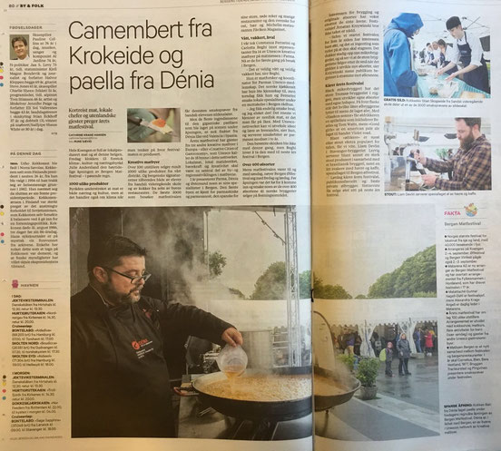 La prensa noruega se hizo eco de la visita. En la imagen Bati Bordes preparando un arroz 