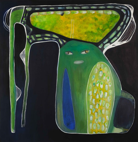 Kunstwerk auf Papier, gemalt  mit Gouache, Tusche, Aquarellfarbe, Stiften etc.