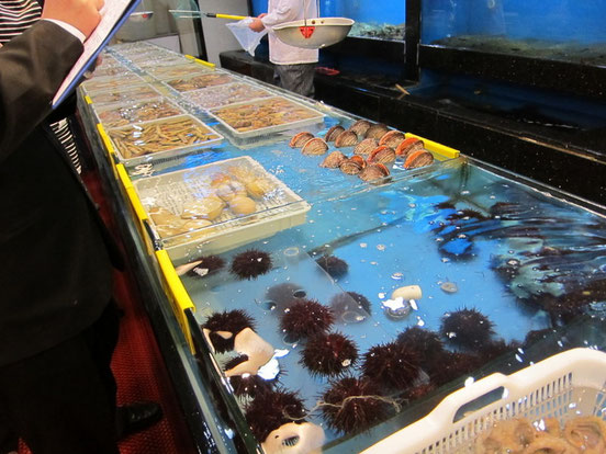 店内の水槽にはたくさんの生きた海鮮が!(2010年5月撮影)