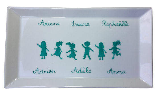 Plat à cake silhouettes Turquoise
