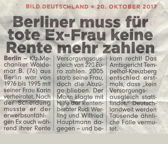 Versorgungsausgleich aufheben, Rente nach Tod der Ex zurück‎, Gesetzliche Renten, Pensionen