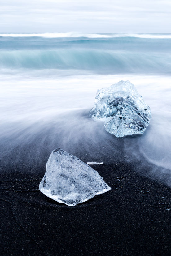 Blocks of ice at Diamond Beach in Iceland