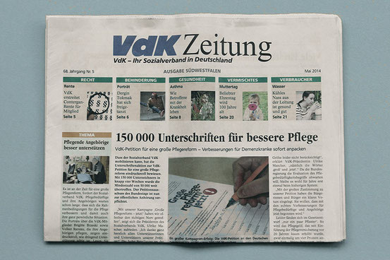 Bildbeschreibung: Foto der Titelseite der VDK Zeitung Ausgabe Mai 2014