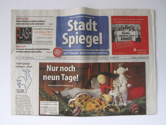 Bildbeschreibung: Titelblatt "Stadtspiegel Hattingen" vom 15.12.2012