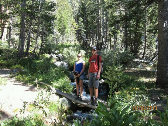 Wir schlagen uns dann gleich mal in die Wildnis, die unglaublich schön ist. Wagemutig überqueren Lisa und Felix eine wackelige Brücke.