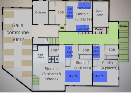 Plan 1er niveau gite communal Sappey en Chartreuse