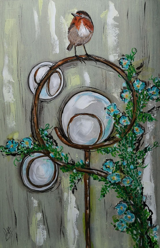 48. Robin garden ornament 40x60 cm weggevlogen