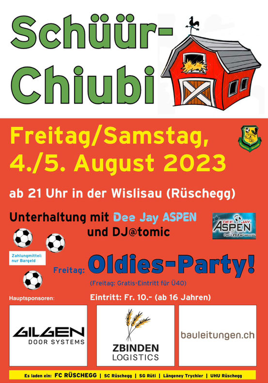 Fest, Disco, Bar, Pub, Party, DJ Aspen, Atomic, Bern, Rüschegg, Schwarzenburg, Berner Mittelland, Emmental, Schweiz, Ausgang, August 2023, Bier, Oldies, Tanz, FC, SC, SG, UHU