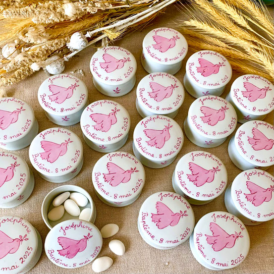 Boîte à dragée Colombe Rose unie