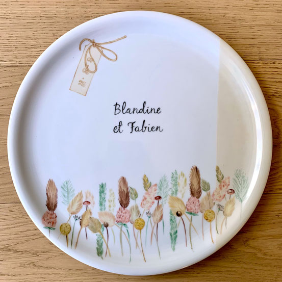 Plat à tarte Reproduction d'un faire-part de mariage