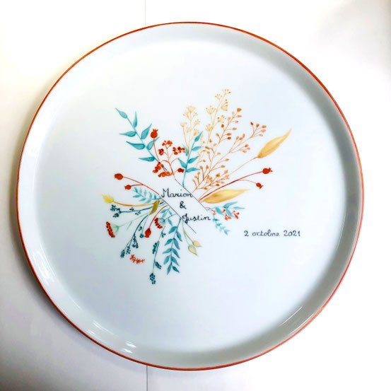 Plat à tarte Reproduction d'un faire-part de mariage