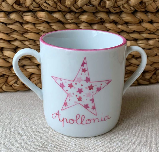 Mug 2 anses Etoiles Remplie d'un semis d'étoiles rose