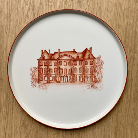 Reproduction d'un château en monochrome rouge