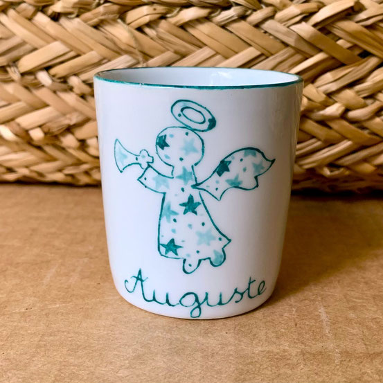 Petit bougeoir Ange et étoiles vert