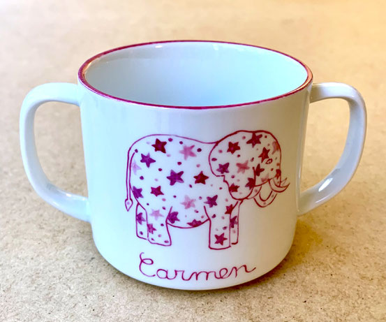Mug 2 anses Eléphant rose