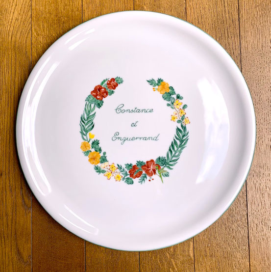 Plat à tarte Reproduction d'un faire-part de mariage