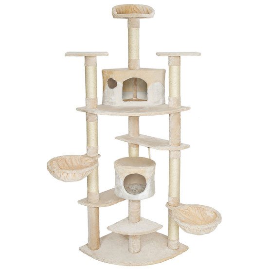 Arbre à Chat Modèle TITAN Luxe en Beige et Blanc